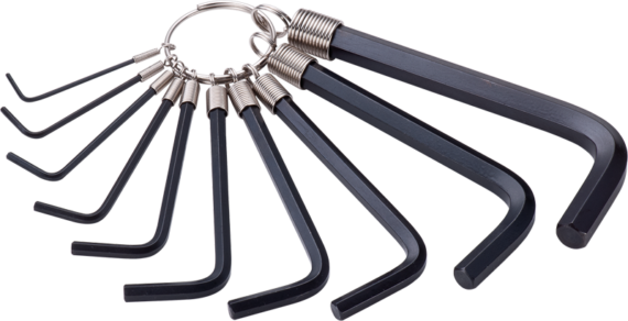10 PC HEX KEY RING SET