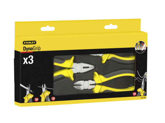 3-PIECE SET DYNAGRIP® PLIERS - COMBI, DIAGONAL, LONG NOSE