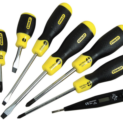 6 PIECE CUSHION GRIP FLARED & PHILLIPS WITH VOLTAGE TESTER