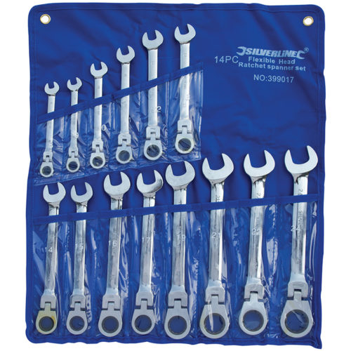 RATCHET COMBINATION SPANNER FLEXIBLE 8-24mm 14 PC SET