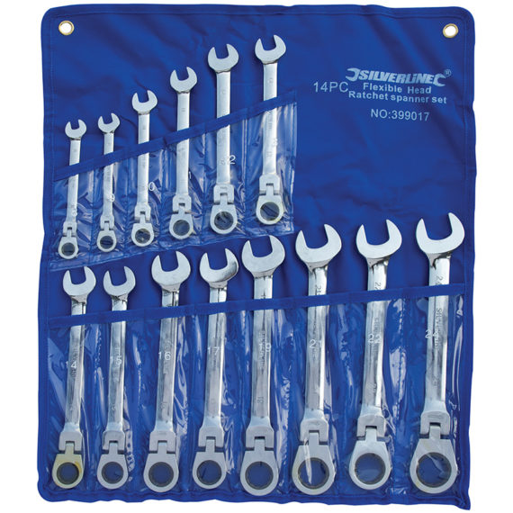 RATCHET COMBINATION SPANNER FLEXIBLE 8-24mm 14 PC SET